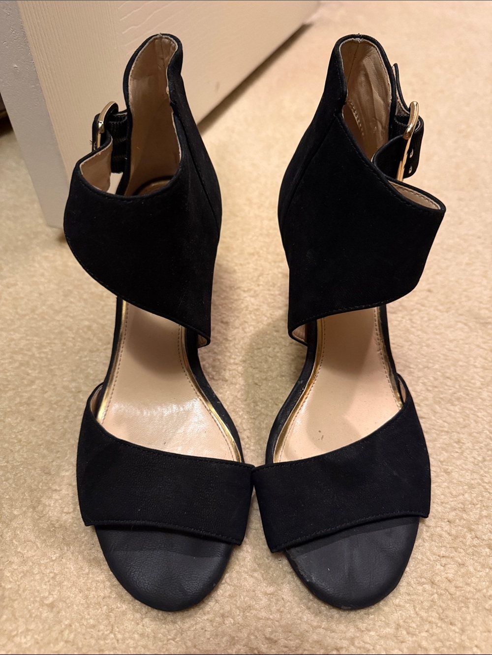 Jessica Simpson Black Suede Open-Toe Ankle Strap Heels